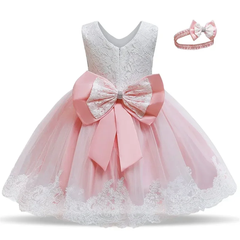 Baby Girl Dress Party Dresses for Girls 1Year Birthday Princess Dress Lace Christening Gown Baby Clothing White Baptism Clothing