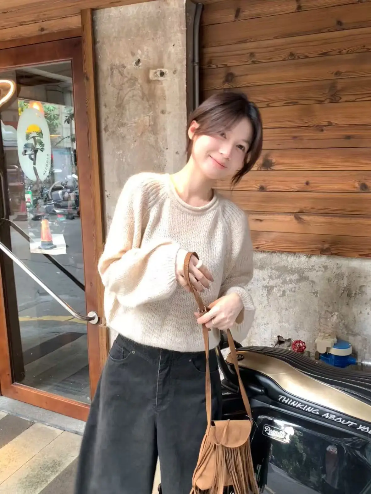 韓国 Sle レイジー ラウンド ネットニット セーター レディース ルーズ アウター トップス トレンド 秋冬 新デザイン カジュアル 快適