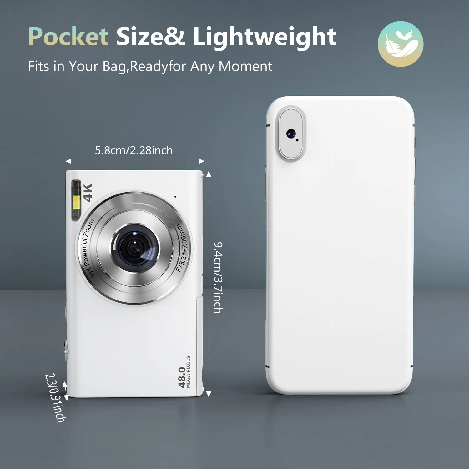 STUOGYUM 4K Digital Camera Autofocus Vlogging Camera HD 48MP with 2.8