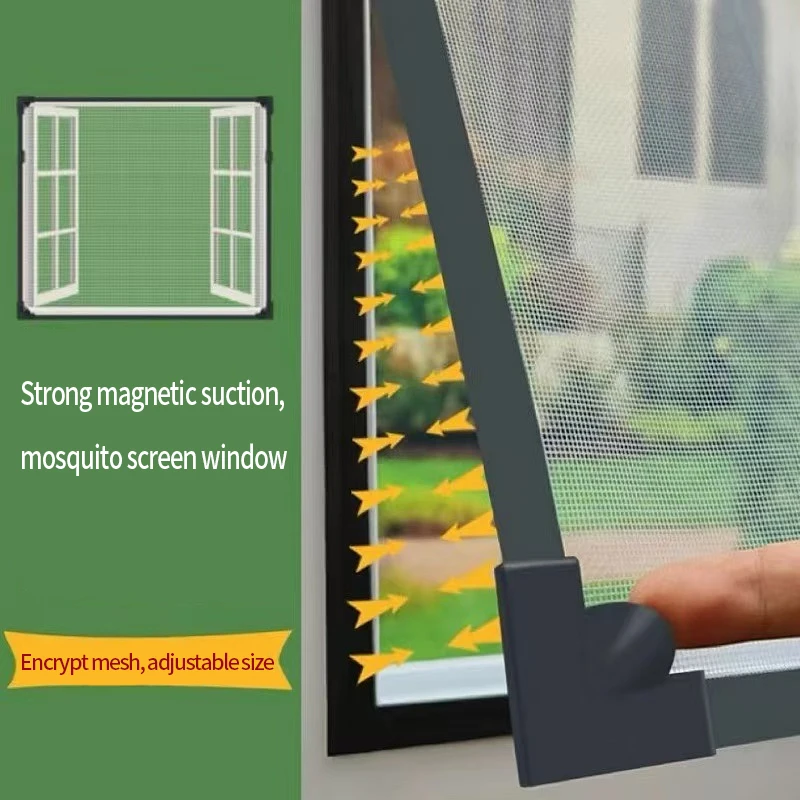 Magnetic Windows Screen Tulle Mesh Stealth Customize DIY Summer Mesh Curtain Washable Anti Fly Mosquito Net，magnet self-adhesive