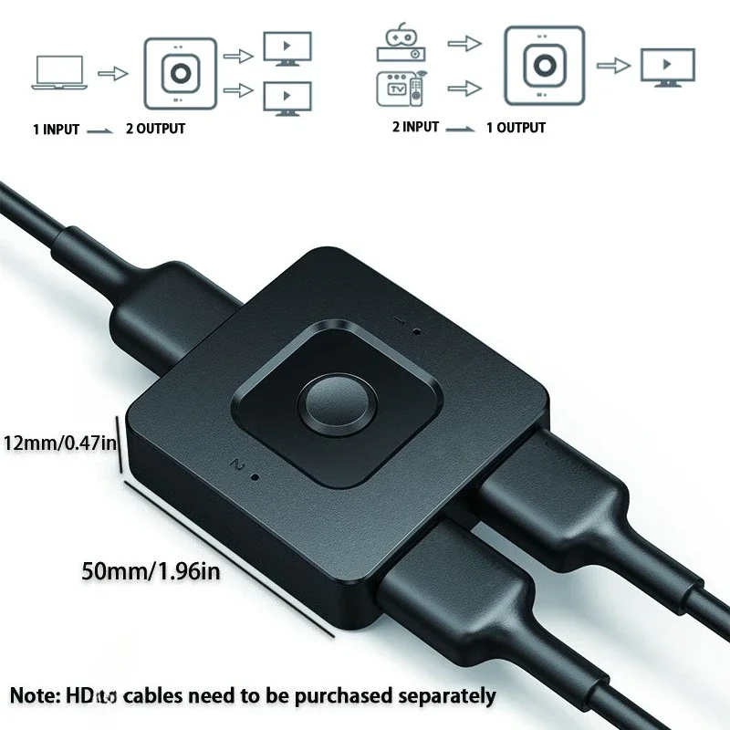 4K@60Hz HDMI‑Compatible Switch 2 In 1 Out Manual Switcher Hub for Laptop PC Xbox PS5 PS4 PS3 Blu‑Ray Player