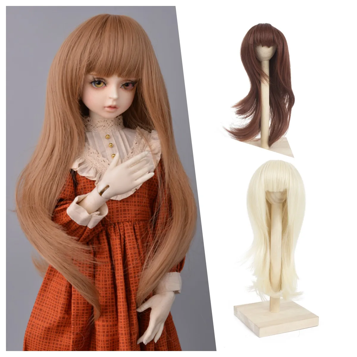 

1/3 1/4 1/6 BJD SD Doll Wig Long Curly Bangs Doll Hair Big Roll Wavy Wig High Temperature Synthetic Wigs Doll Accessories