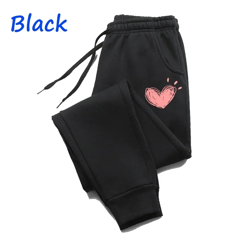 Women Cute Heart Printed Sweatpants Autumn Winter Long Pants Jogger Trousers Casual Sports Fitness Women Sweat Pants