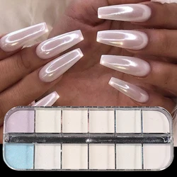 12 Grids Colorful Powder Nail Glitter Iridescent Aurora Ice Muscle Pearl Rubbing Nails Chrome Pigment Mirror Dust Manicure JIHC