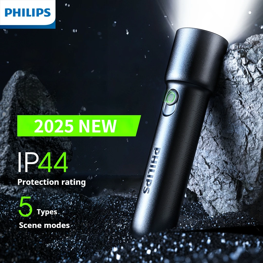 فيليبس 2025 جديد EDC SFL1235 مصباح يدوي محمول قابل لإعادة الشحن LED مصباح يدوي ، الدفاع عن النفس ، مصباح يدوي محمول للتخييم