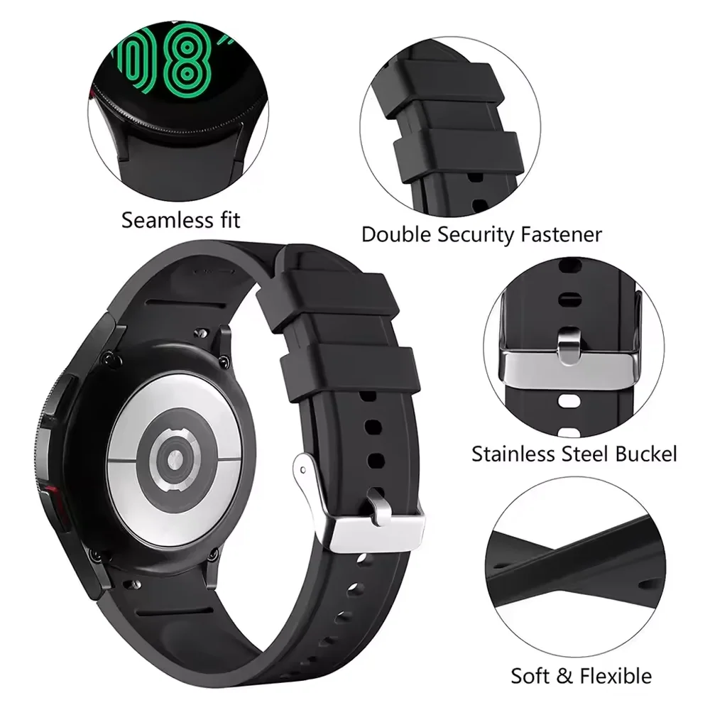 Strap For Samsung Galaxy Watch 7 FE 6 classic 46mm 42mm 43 47mm 5 pro 45mm Silicone Bracelet correa Galaxy Watch 4 44 40mm band image 3