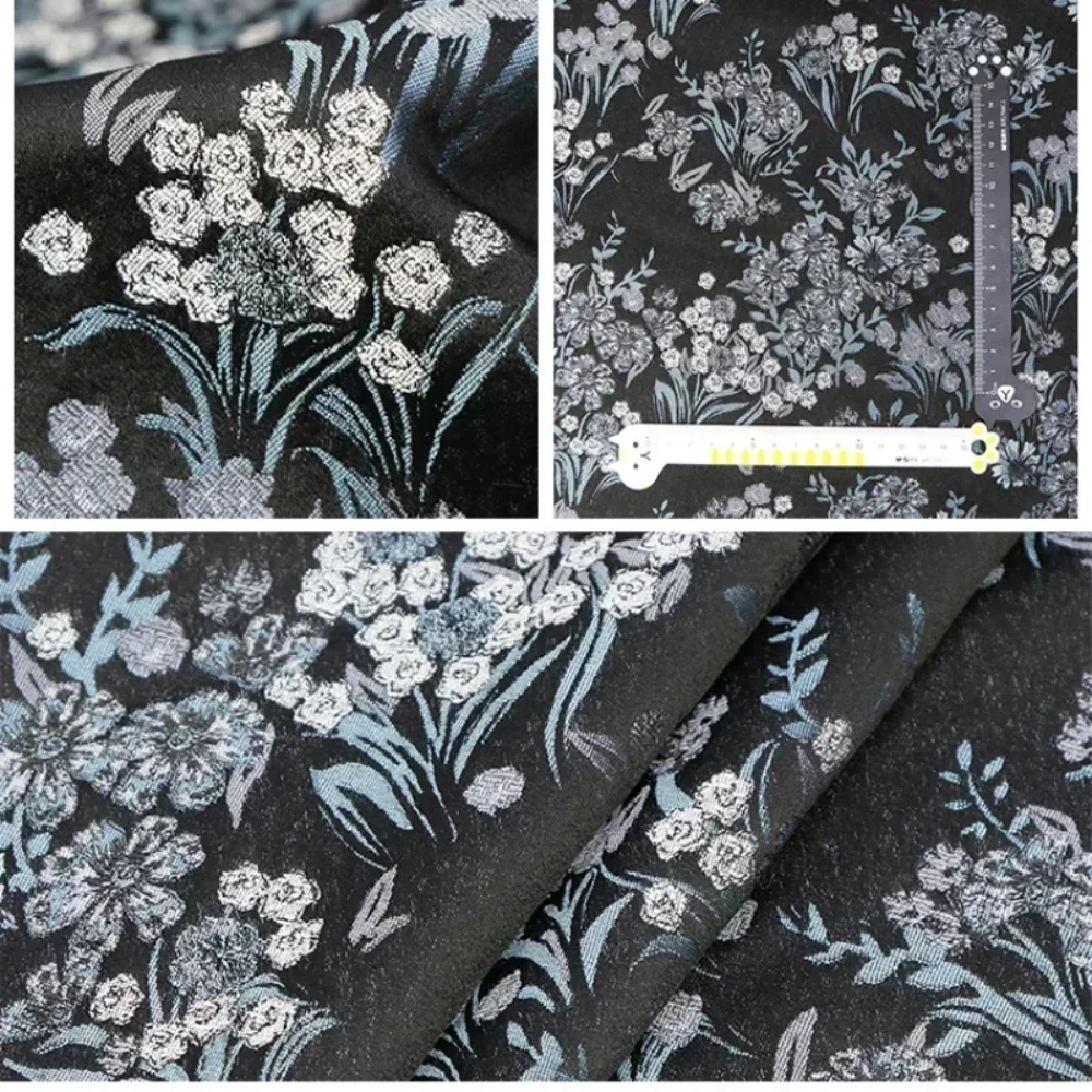 

Окрашенная в пряжу парчовая жаккардовая ткань, высококачественное ретро платье с цветочным принтом, ветровка, модный костюм, материал для шитья своими руками на метр