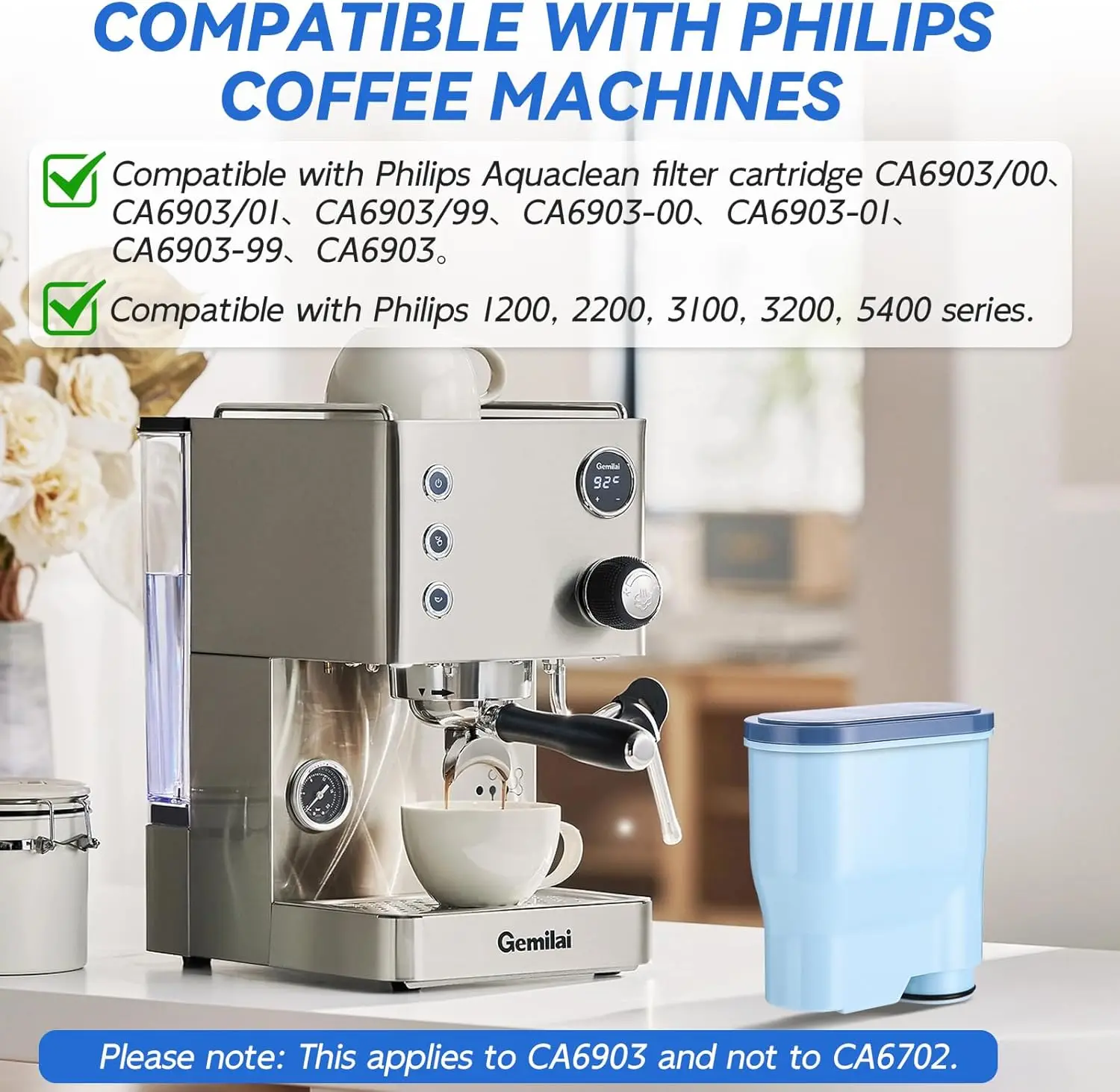 CMF009 Coffee Machine Water Filter Replacement for Philips Saeco AquaClean Filters Descaling CA6903/10/00/01/22/47 CMF009 view 2