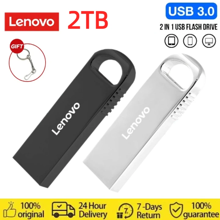 100% Lenovo 2TB Pendrive Full Capacity USB Memory USB 3.0 Flash Drive 128G Super Tiny Pen Drive 1TB 512G 256G For Laptop/Tablet