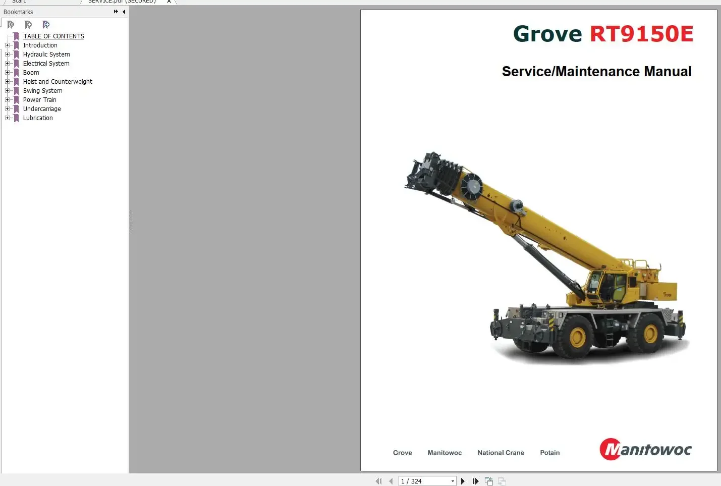 Grove Cranes 19GB Full Model DVD Part, Operator & Maintenance, Service Manual, Schematic