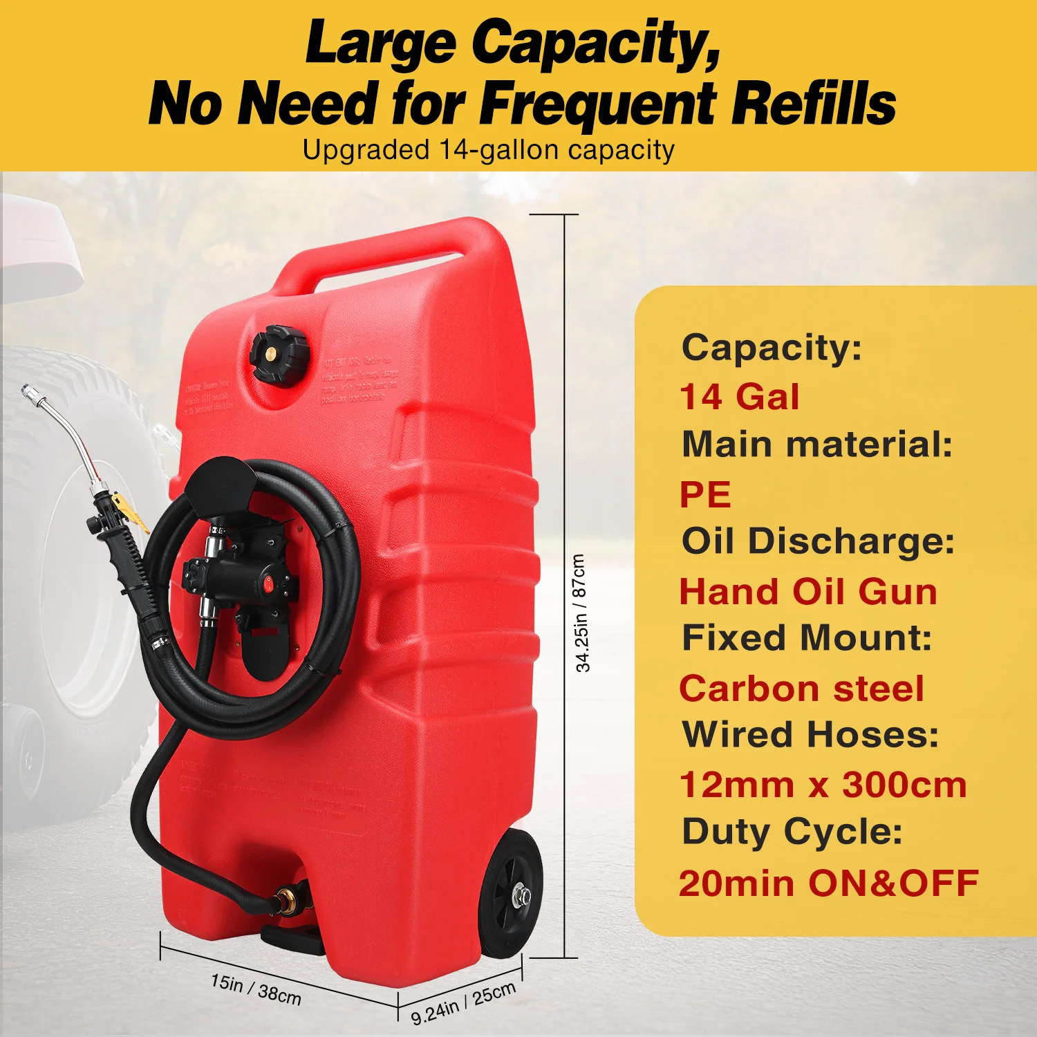 Nilight 14 Gallon Fuel Caddy, Portable Fuel Transfer Tank with 12V DC Electric Pump, Heavy-Duty Empty Diesel Storage Container with Wheels and 10FT Hose for Motorcycles Boats Lawn Mowers, Red