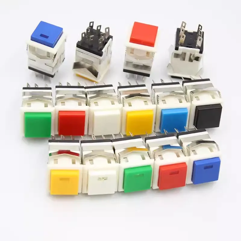 1PC Open 17MM square push-button switch KD2-24 No lock no light KD2-23 self-locking 6-pin switch