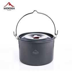 Widesea – Pot suspendu de Camping, ustensiles de cuisine, bol d'extérieur, vaisselle de table, 4-6 personnes, pique-nique, tourisme, pêche, équipement de cuisine, 4L