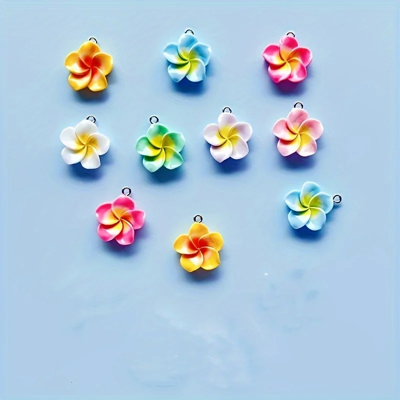 10pcs egg flower resin jewelry pendant with five petals of small flowers, summer style colorful resin flower pendant