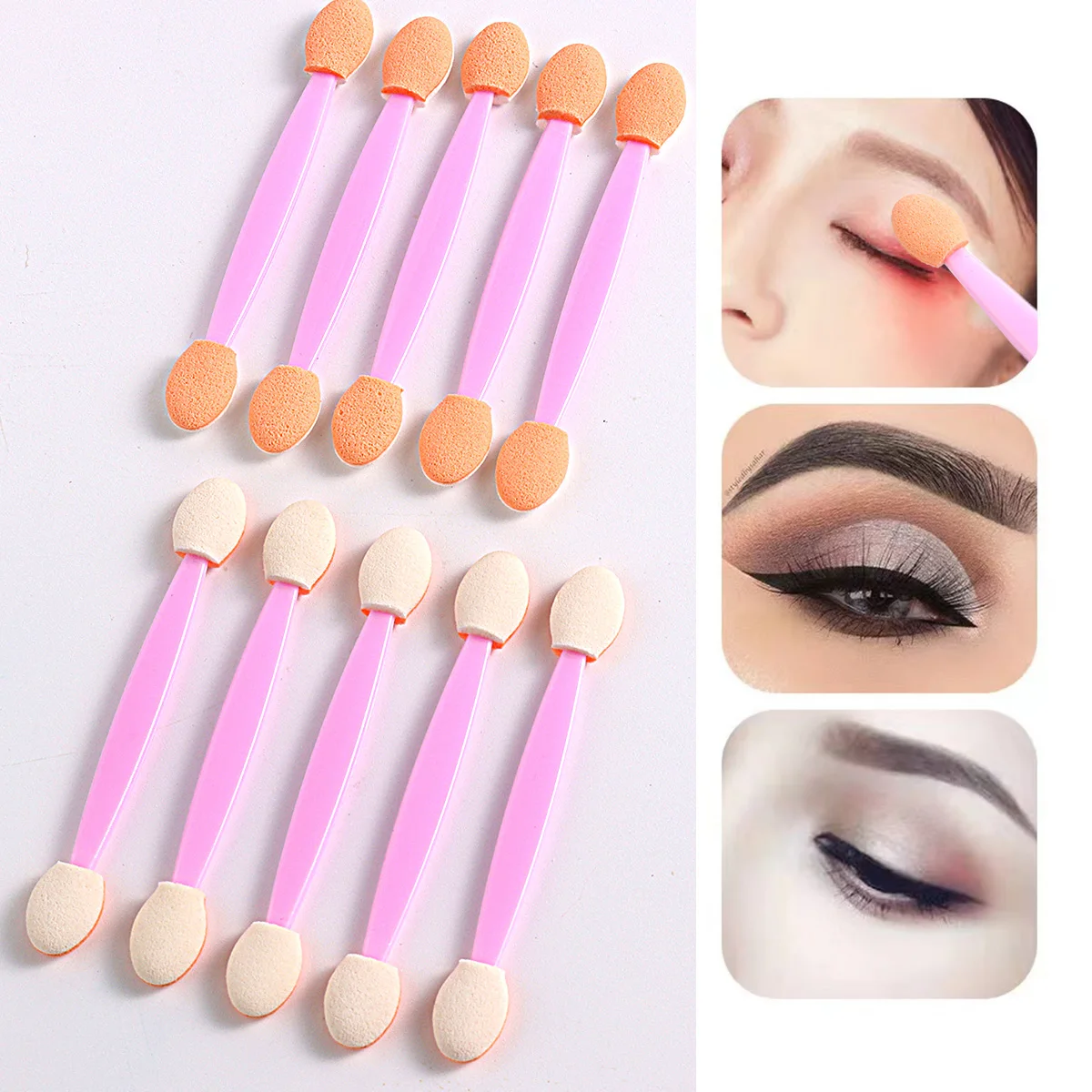 10/20pcs Eye Shadow Brush Disposable Dual Sided Sponge Nylon Sponge Stick Applicator For Cosmetic Make Up Art Tools Kit LEYYB-1