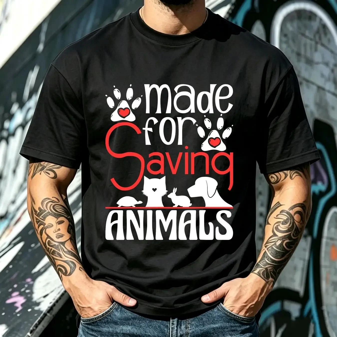 washed T Shirt Made For Saving Animals Veterinarian Veterinary School Vet long or short sleeves vintage Washed homme Stylish