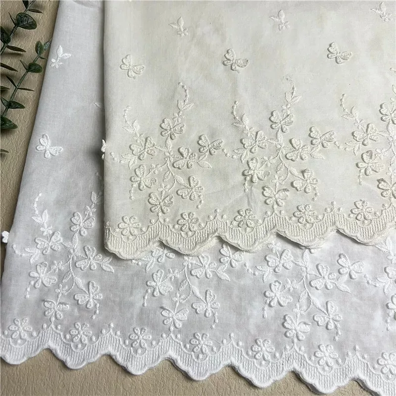 Breite 27cm, 3D-Schmetterling-Tanz, Reliefstickerei, Baumwollspitze, Damenbekleidung, Heimtextilien, Reiner Baumwollspitzenstoff – Detail 2