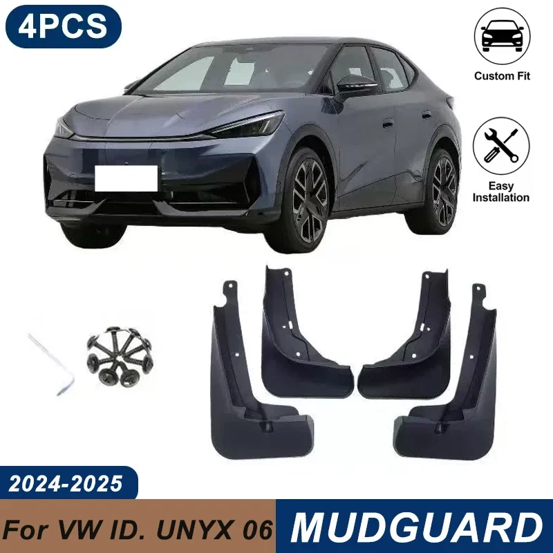 4PCS Car Mud Flaps For Volkswagen ID. UNYX 06 2024-2025 Waterproof Anti-Splash Fender Mudguards Auto Exterior Accessories
