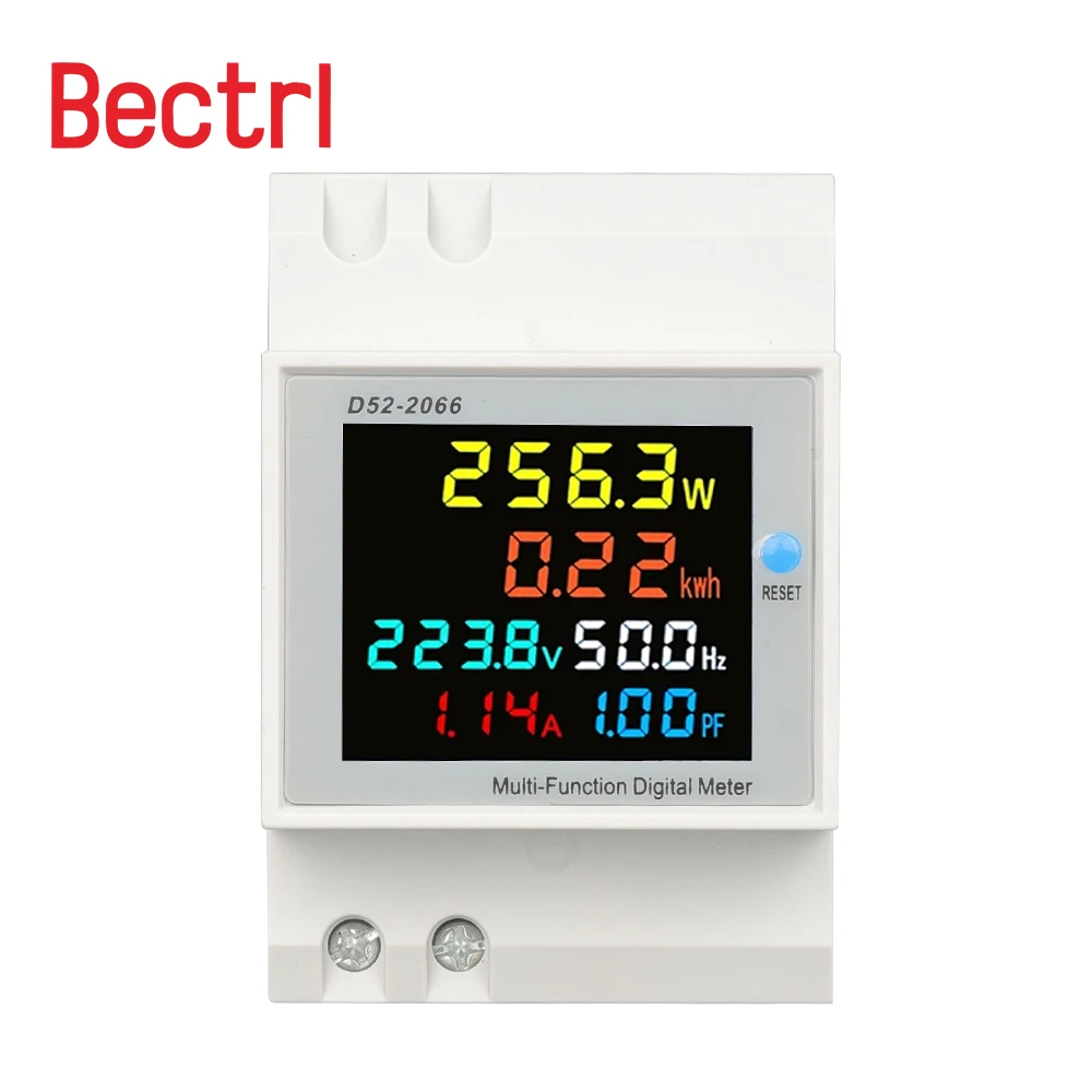 6 in1 din rail ac monitor 110v 220v 380v 100a spannungs strom leistungs faktor aktiv kwh elektrischer energie frequenz messer volt amp