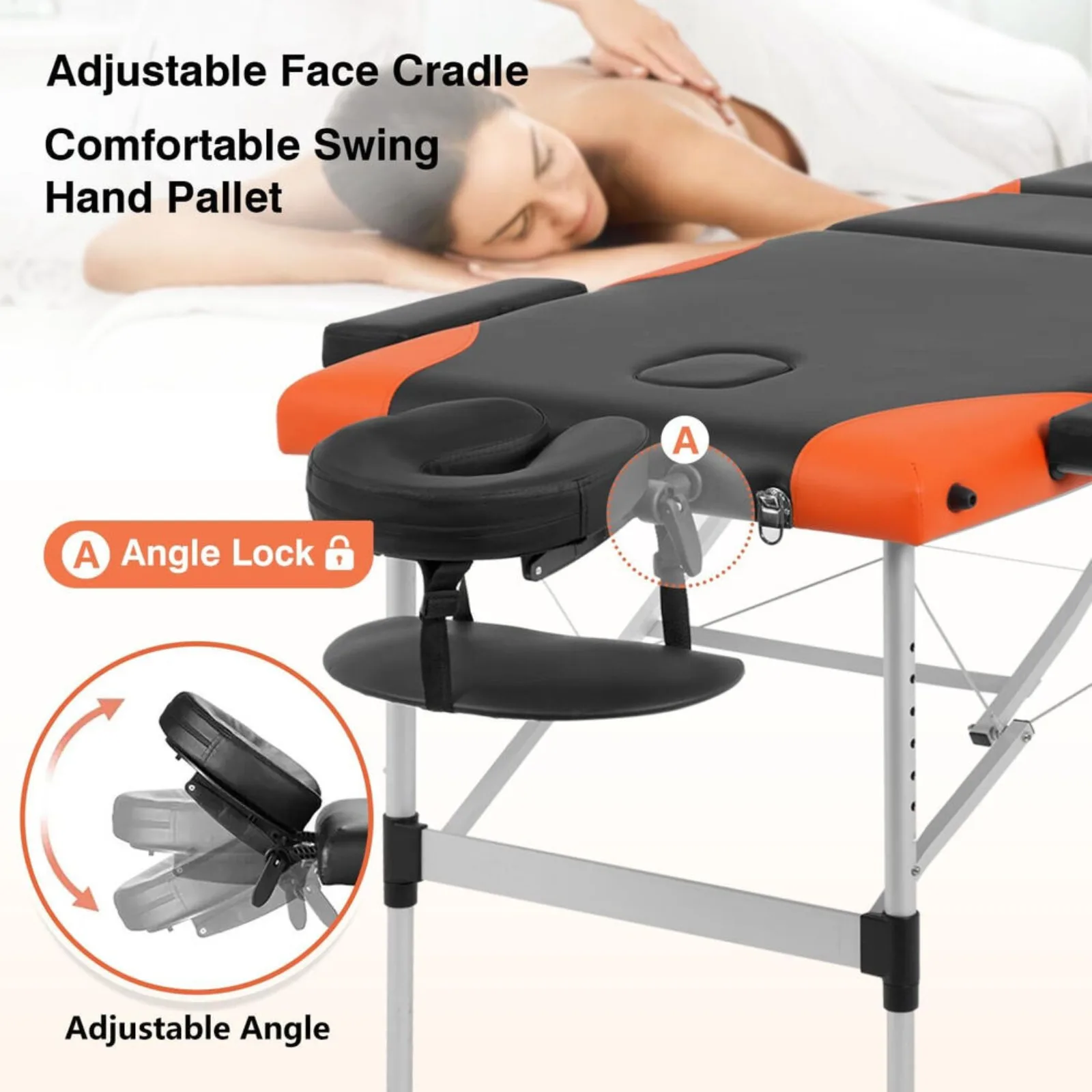 US Massage Table Massage Bed 83 inch Spa Bed 3 Folding Portable Massage Table