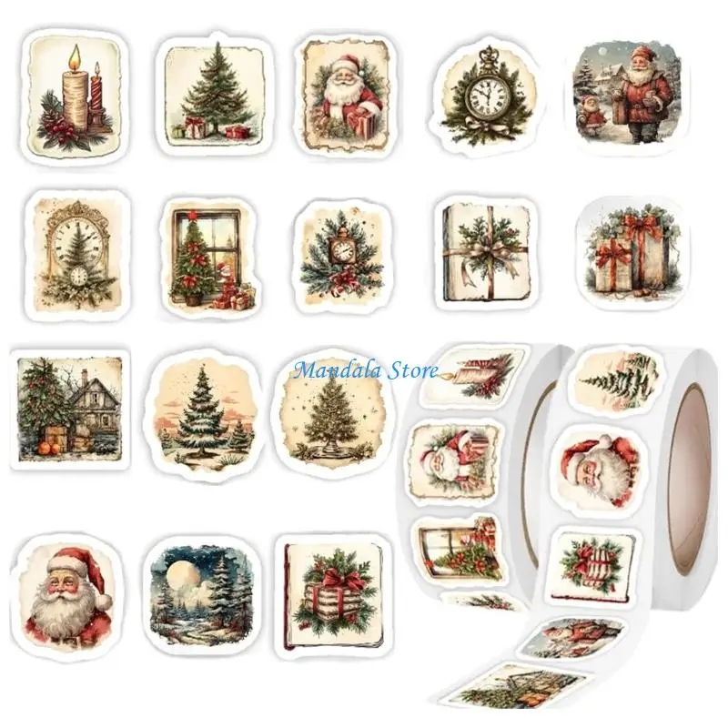 

U2JC 1000Pcs Christmas Wrapping Sticker Adhesive Label for Packaging Seal Envelope