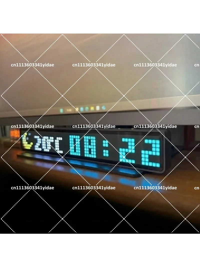 LED Dot Matrix WiFi Pixel Clock,Weather Display Sound-Activated Rhythm Light Digital Timepiece For Home Desktop Table Decoration