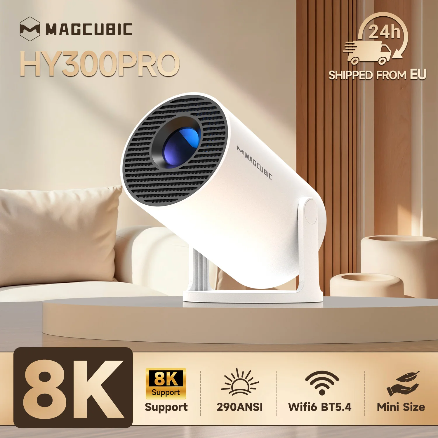 Proiettore Magcubic 8K Android 14 HY300 Pro Wifi6 290ANSI Allwinner H726 BT5.4 1080P 1280*720P Cinema Portatile da Esterno