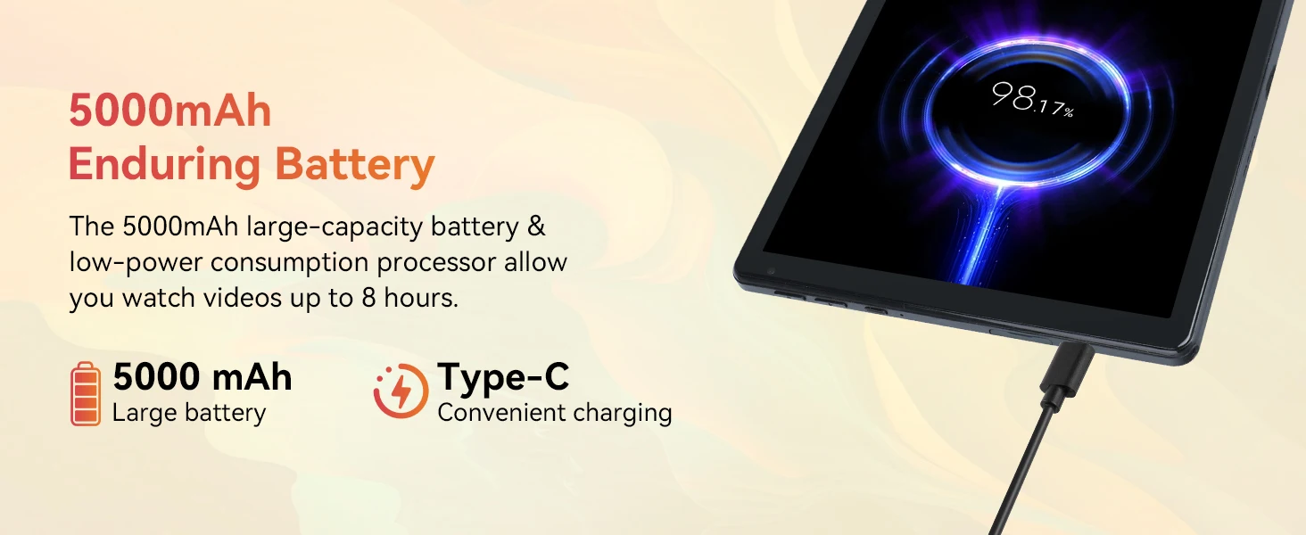 URAO C108 10.1 Inch Narrow Bezel Octa Core Tablet PC Android 15 24GB(4+20GB Virtual) RAM 128GB ROM 5000mAh HD 800*1280 Screen Dual Camera Full Set with Keyboard Mouse Stylus Case Earphone 1TB TF Expand Learning Office Tablet