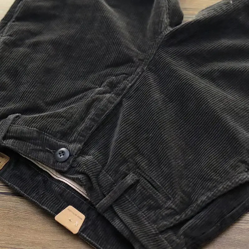 Men's Workwear Corduroy Casual Pants Autumn Winter Wear Resistant Construction Site Lighting Work Trousers Youth Vitality Style