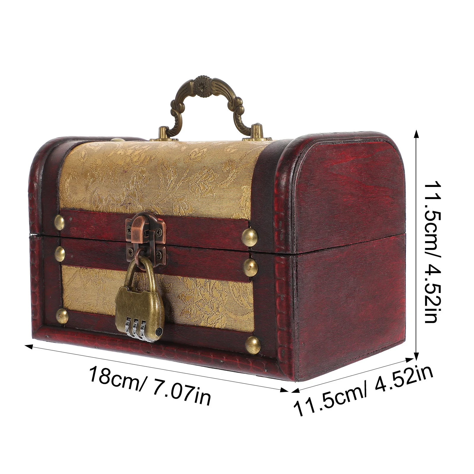 صندوق الكنز الخشبي المدمج لسطح المكتب خمر علبة المجوهرات تذكار الصدر الرجعية حلية تخزين صندوق الكنز الخشبي