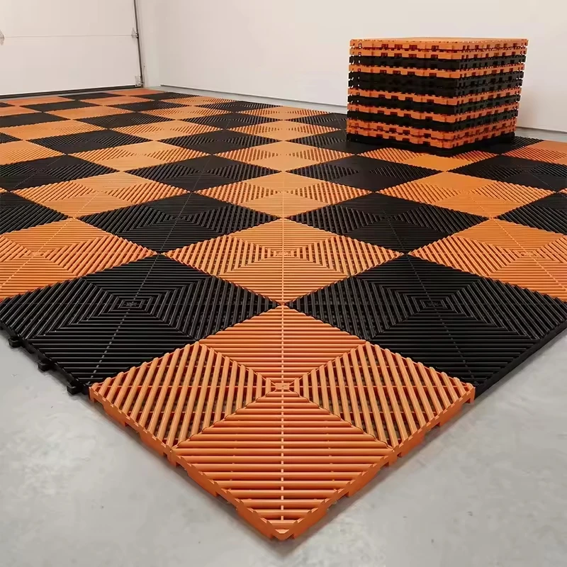 PP Interlocking Modern Anti-Slip Garage Floor Tiles 40x40x1.8cm Plain Surface Indoor Use Factory Direct Custom Color