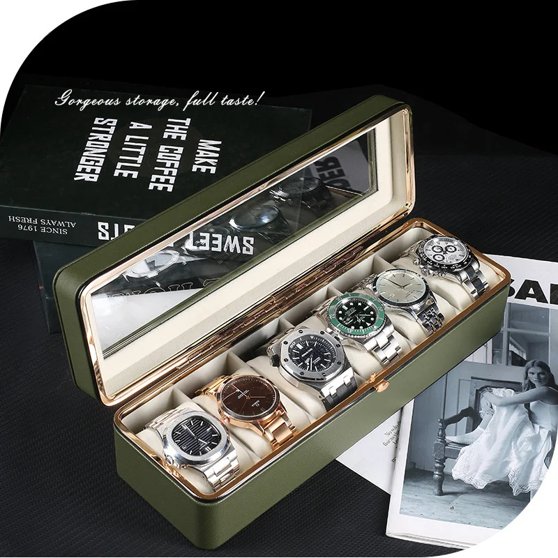 

New 6-Box Checkered Watch Storage Case High Grade Velvet Lining High End Watch Collection Home Watch Display And Storage Box