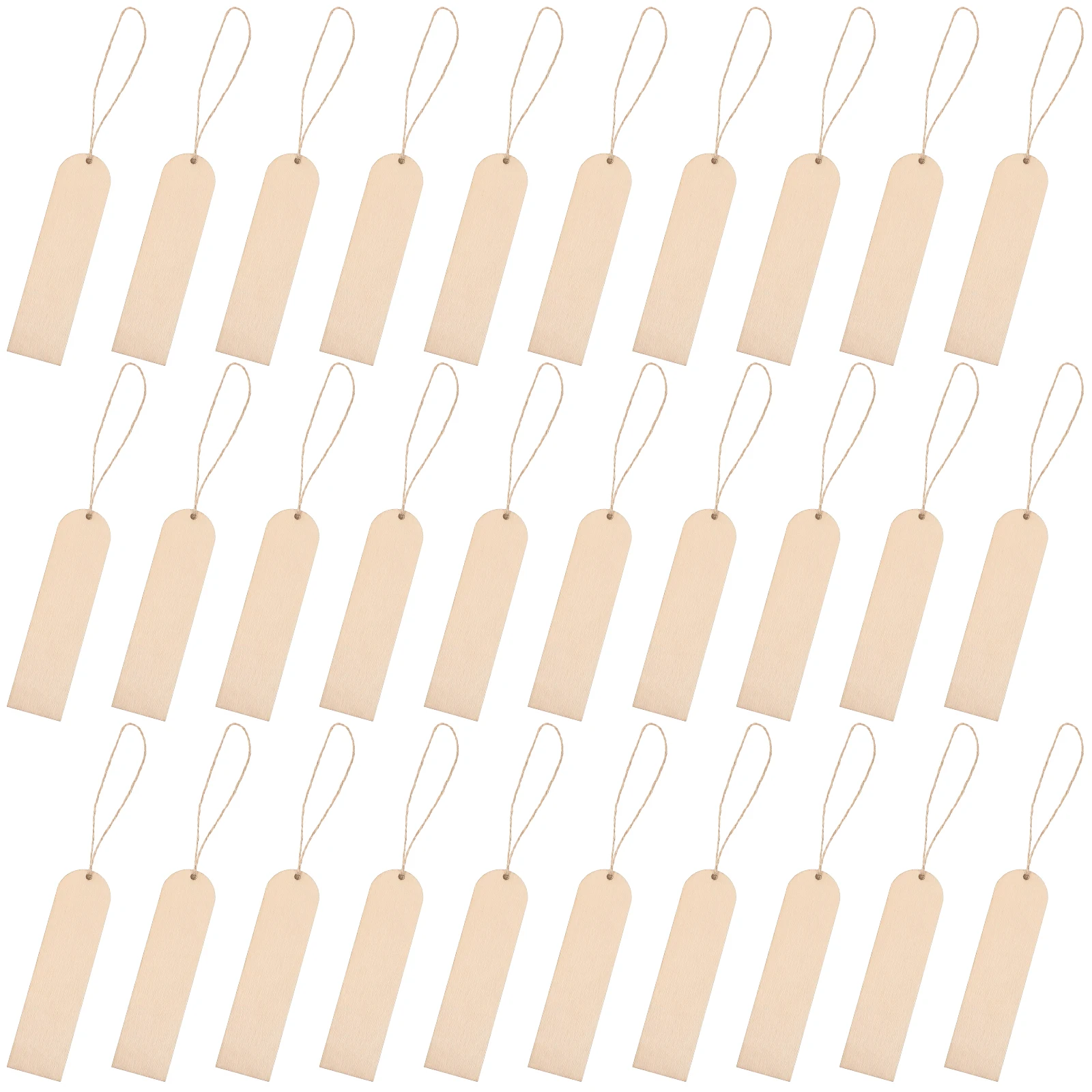 

30pcs Wooden Blank Bookmarks Unfinished Diy Wood Tags With Jute Rope For Painting Decorating Hanging Crafts Suitable Birthday