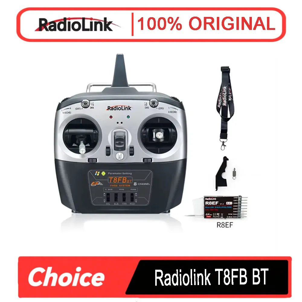 

Радиоуправляемый контроллер Radiolink T8FB: 2,4G FHSS с защитой от помех, настройка Bluetooth, 8-канальный S.Bus/PPM, 2000 м для гоночного дрона/фиксированного крыла