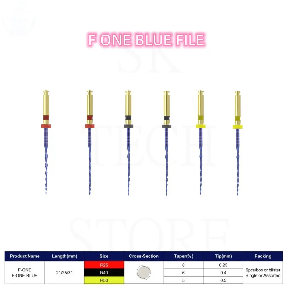 6Pcs/Box 21/25/31mm Dental Reciprocating Blue Endodontic Files Denspay R25/40/50 Only One Engine Use Niti Rotary Root Canal File