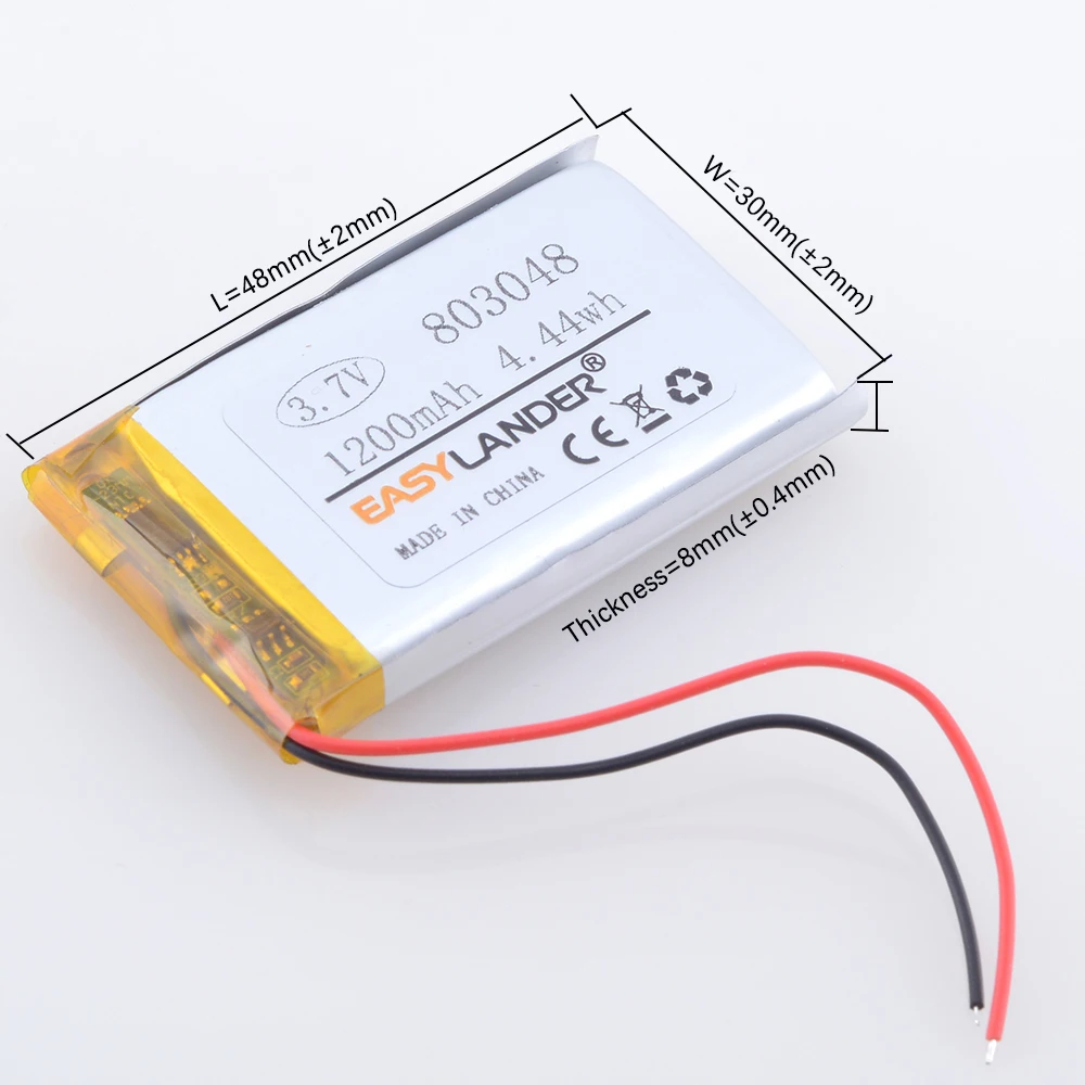 Batteria ricaricabile Lipo ai polimeri di litio da 3,7 V 1200 mAh 803048   Per ottica infantile DXR-8 Video Baby Monitor Sp 803048   DXR8