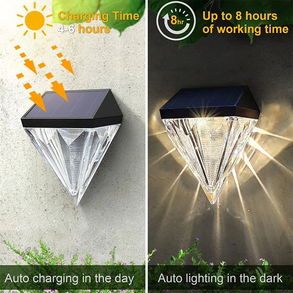 2Pack Solar Lamp Path Deck Wall Garden LED Lights Stair Light Waterproof Outdoor Lighting Solar Lamp for Garden Step Patio Fence