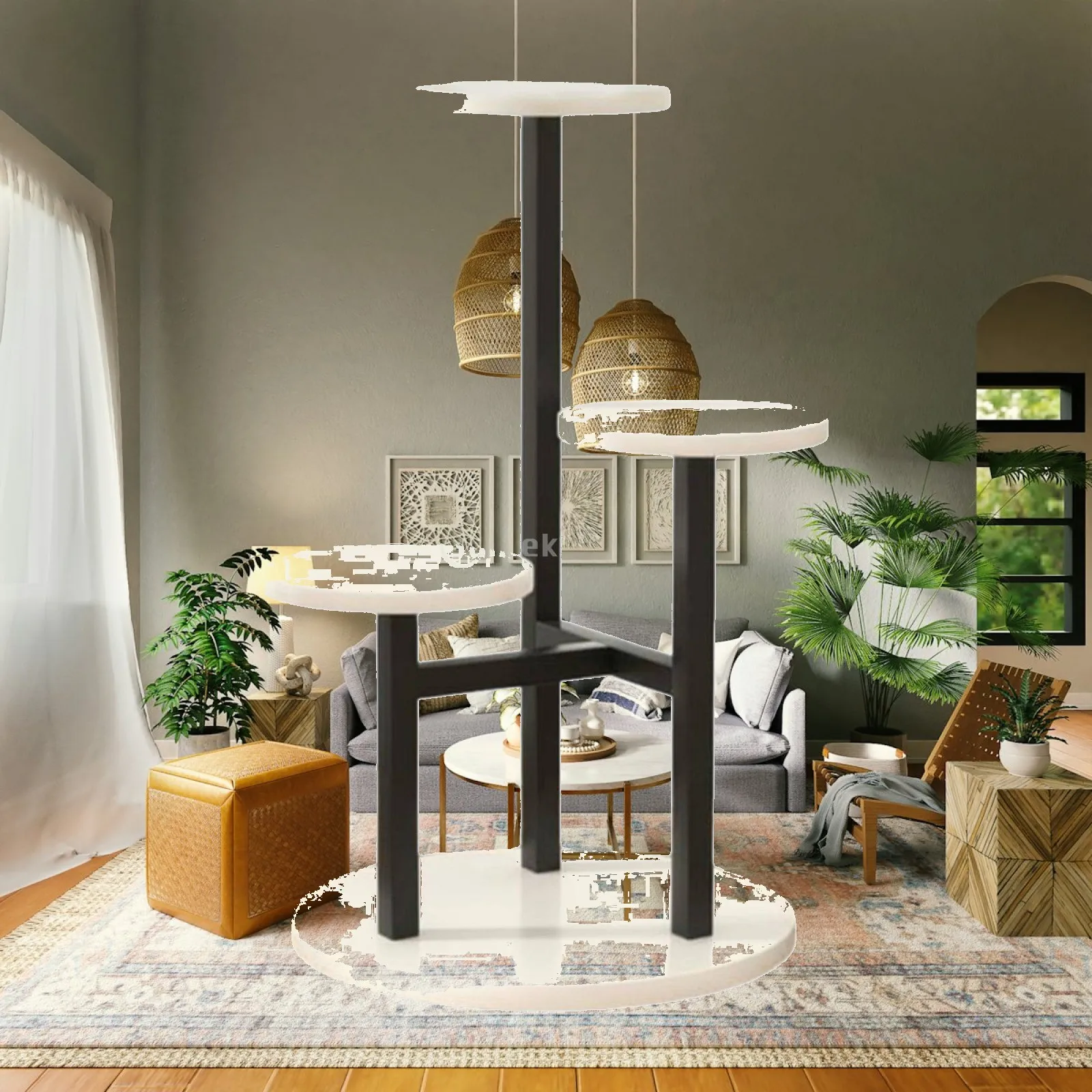 Floor Standing Plant Rack Nordic Design Multi Tiers Flower Pot Holder Space-Saving Tall Planter Holder for Living Room, Balcony,