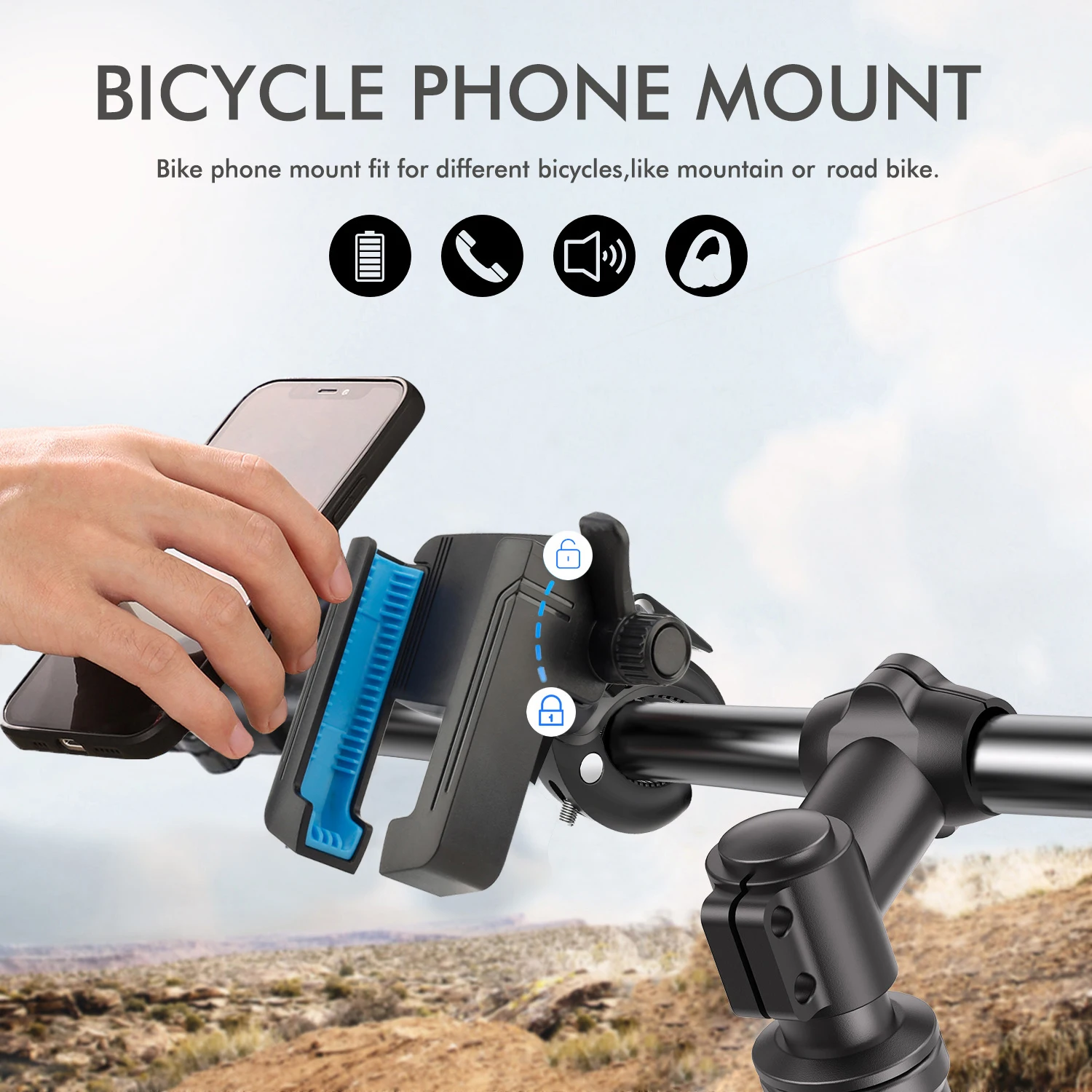 

Universal 2025 Bike Phone Holder Shockproof One-hand Operation Mobile Mount for 4.7-7' Bicycle & Motorcycle - Fits Most Devices