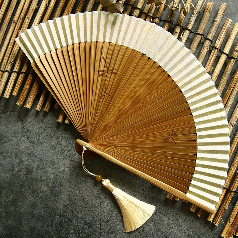 Folding Fan Japanese Style Ventilatore Bamboo Ventilator Abanicos Para Boda Lovely Woman Dragonfly Fan Portable Gift Summer Fans