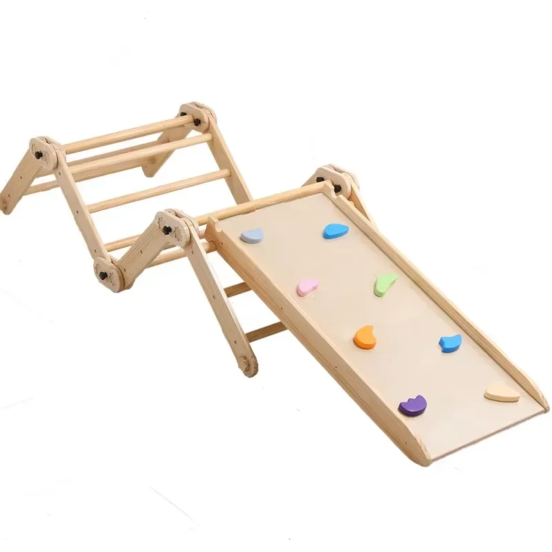 Solid Wood Baby Climbing Frame Indoor Playground Set Small Swing Slide for Children Home Family Play Area Kids Activity