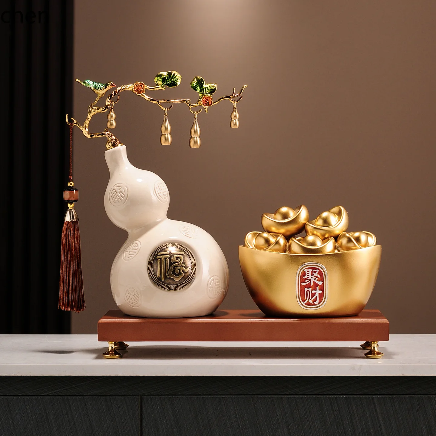 ZMLfive blessings calabash ornament yuanbao entrance hall living room tv cabinet wine cabinet decoration housewarming gift
