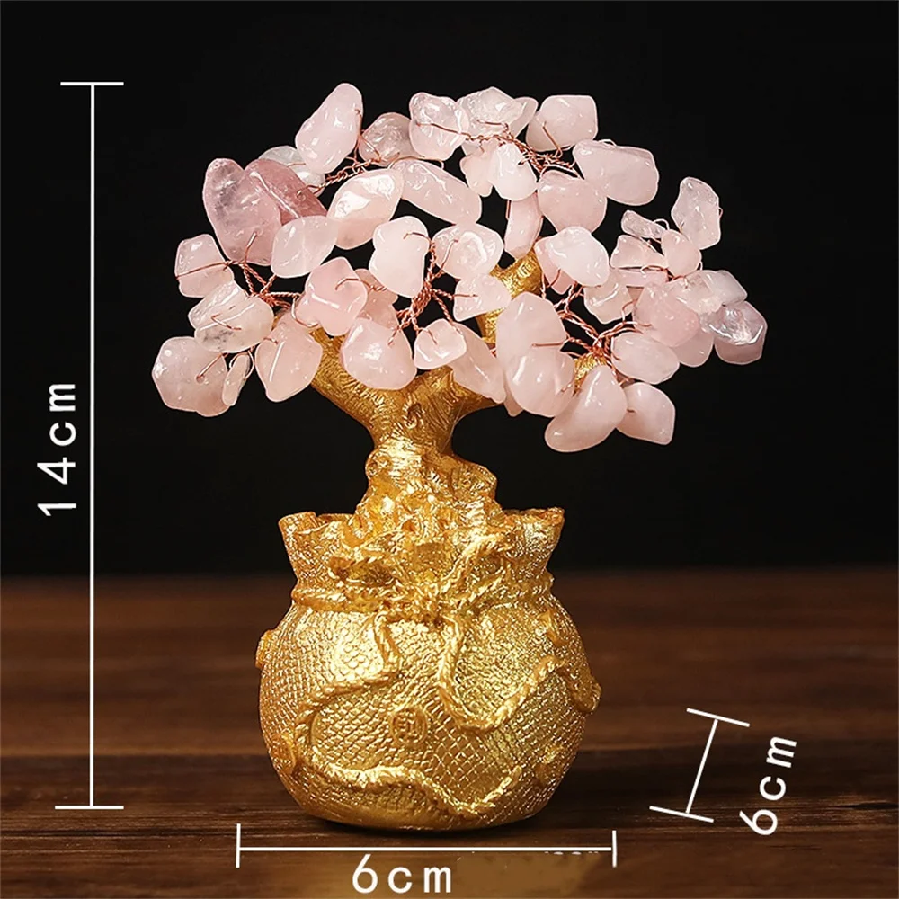 شجرة محظوظة الثروة شجرة كريستال صفراء شجرة المال الطبيعية الحلي بونساي نمط الثروة الحظ فنغ شوي الحلي الحرفية