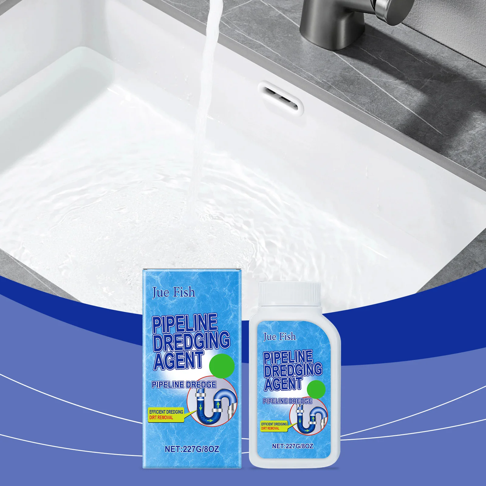 Pipeline drainage cleaning sheet, sink drainage deodorizer, quick dissolving residual blockages in bathtubs, washbasins, and sew