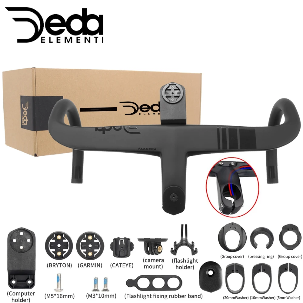 

DEDA ALANERA RS New Paint T1000 Carbon Road Handlebar Integrated Carbon Handlebar Internal cable 28.6mm Steer With Spacers