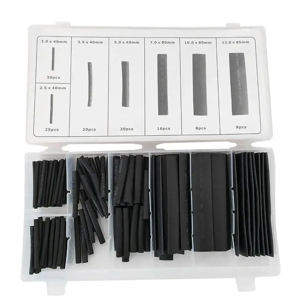 Heat Shrink Tubing Sleeve Set Black Waterproof Shrink Tube Wire Wrap Electrical Cable Kit for Home Repair