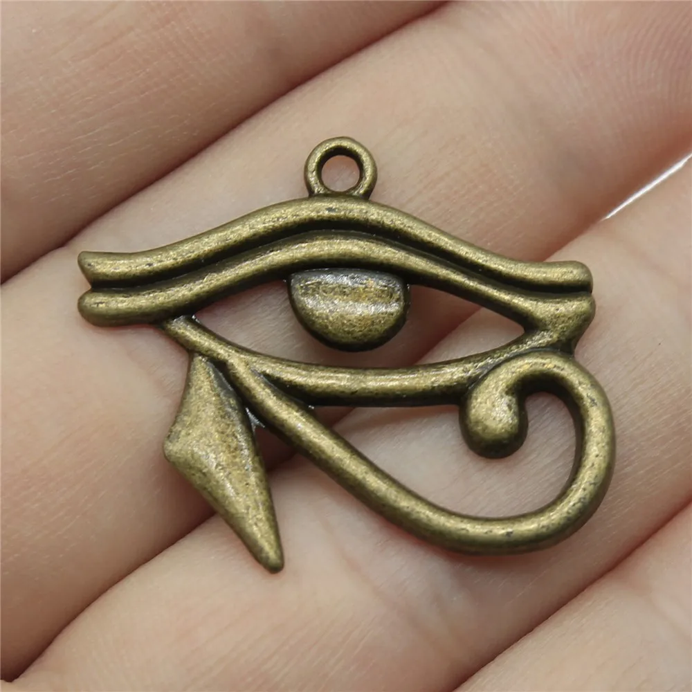 Breloques œil d'Horus égyptien ancien, couleur argent antique, couleur or antique, couleur bronze antique, 33x27mm, 5 pièces