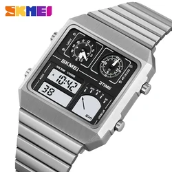 SKMEI 2198  Waterproof Digital StainlessSteel Thermometer Sports Watch Men's Leisure Business Electronic Watch LED Digital Watch