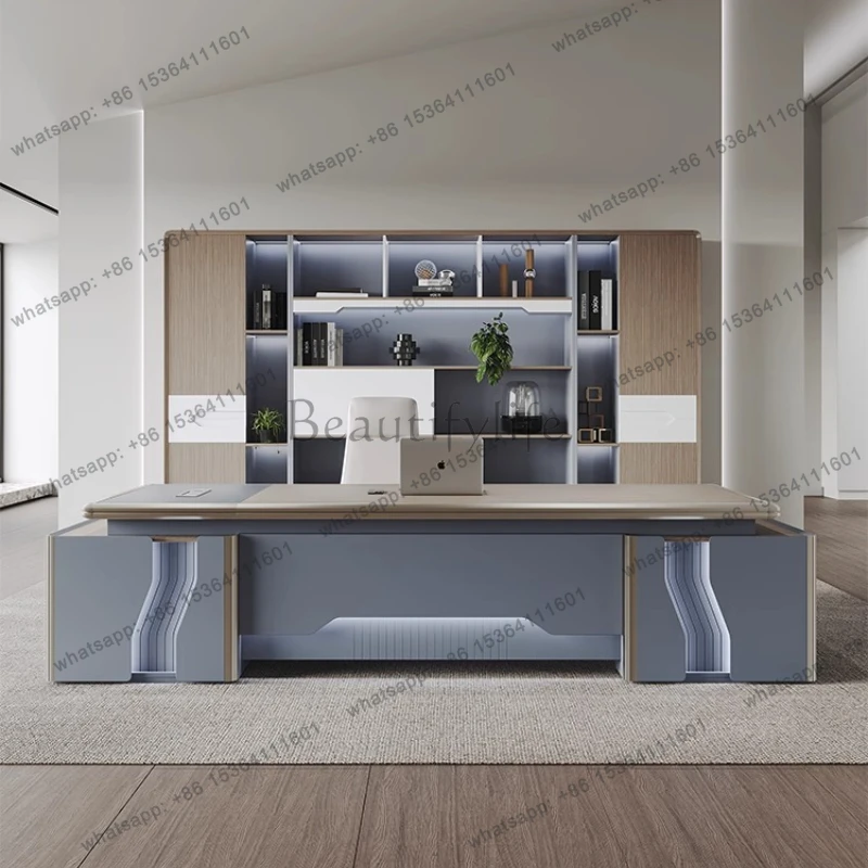 Luxury Storage L Shape Executive Desk Corner Designer Study Corner Drawer Boss Manager Cabinet Luxury Home Office