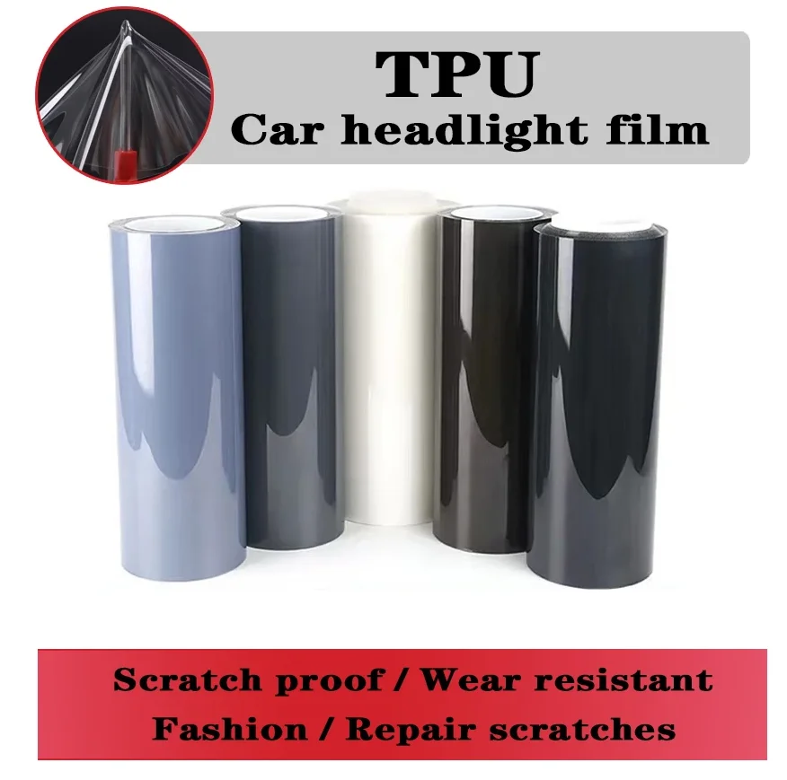 0.3X3/5/15m Self-Healing Transparent Car Film TPU Headlight &Tail Light Protective Wrap Scratch-Proof Color Film for Automobiles